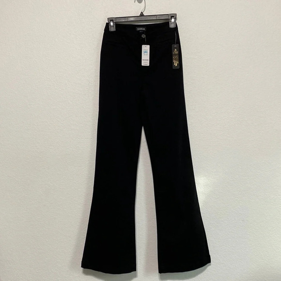 Bebe "NEW" Black Retro Y2K High Rise Wide Flare Leg Streetwear Pants Size 27 - Picture 2 of 7